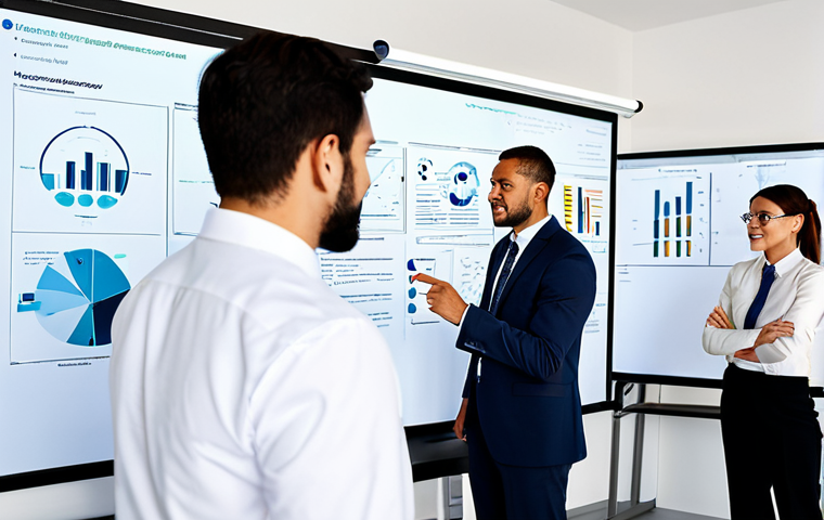 A diverse team of professionals, fully clothed in modest business attire, actively engaging in a collaborative brainstorm session around a large interactive whiteboard in a brightly lit, modern innovation lab. They are pointing at complex diagrams and data visualizations, showcasing a blend of deep expertise and broad interdisciplinary understanding. The atmosphere is dynamic and forward-thinking, emphasizing seamless teamwork and creative problem-solving. safe for work, appropriate content, fully clothed, professional, perfect anatomy, correct proportions, natural pose, well-formed hands, proper finger count, natural body proportions, high-quality studio lighting, sharp focus, professional photography.